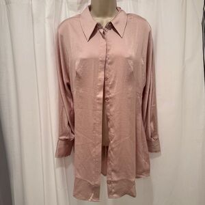 Mango Silky Pink Button-Up Blouse